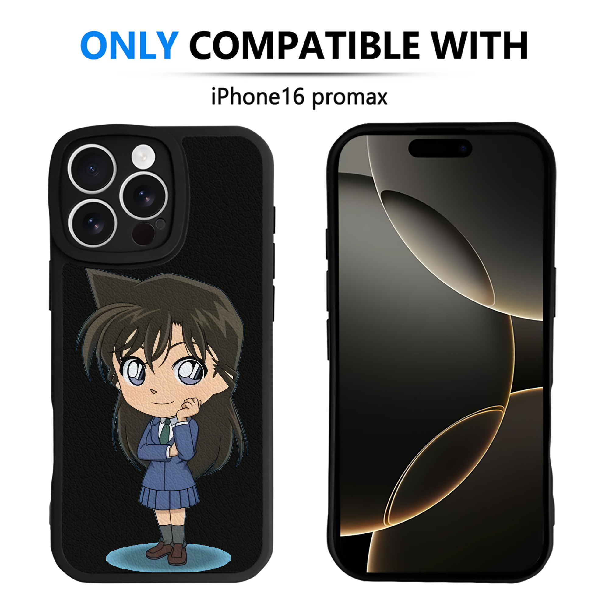 （画像用） 名探偵コナン 毛利 蘭 もうり らん、モーリ ラン Detective Conan Rachel Moore 【iPhone 16シリーズ対応】シリコンスマホケース（レザー調） 材質：シリコン